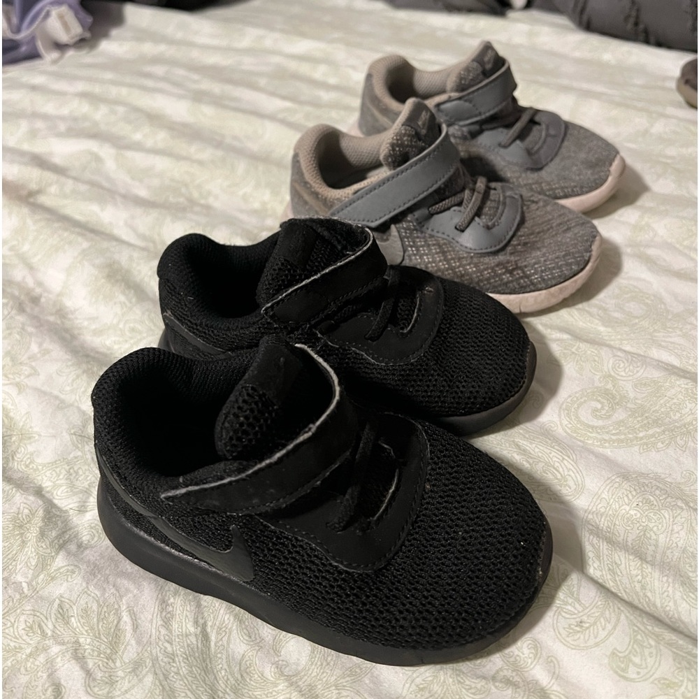 Black and grey Nike tennis shoe bundle toddler size 7 Velcro